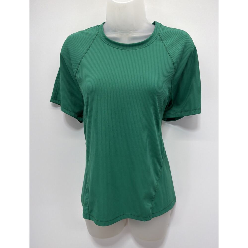 Spyder Athleta Women's Active Ribbed Short Sleeve Tee, Green, Size XL